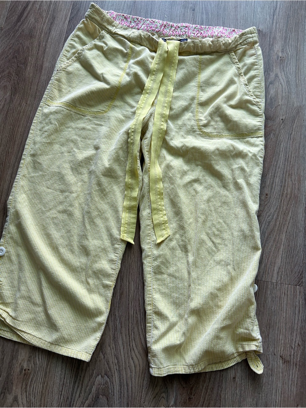 PINK Victoria's Secret Yellow Drawstring Pajama Capris